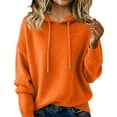 thumbnail image 1 of Womens Hooded Sweaters Long Sleeve Ribbed Knit Hoodies with Drawstring Plush Fluffy Warm Pullover Tops Casual Trendy Sweatshirts Fall Outfits for Women 2025, 1 of 5