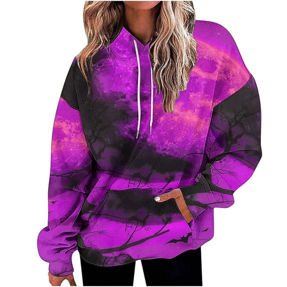 Womens Hooded Sweatshirt Color Blocking Plus Size Long Sleeve Drawstring Pullover Pocket Loose Hoodie Sports Tops