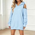thumbnail image 1 of Womens Hooded Sweatshirt Drop Sleeve Soft Comfort Relaxed Fit Front Pocket Y2K Street for Casual Wear Light Blue,XXL, 1 of 6