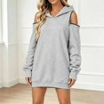 thumbnail image 1 of Womens Hooded Sweatshirt Drop Sleeve Soft Comfort Relaxed Fit Front Pocket Y2K Street for Casual Wear Light Gray,S, 1 of 7