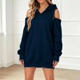 thumbnail image 1 of Womens Hooded Sweatshirt Drop Sleeve Soft Comfort Relaxed Fit Front Pocket Y2K Street for Casual Wear Navy,XXL, 1 of 6