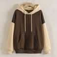 thumbnail image 1 of Womens Hooded Sweatshirts Color Block Crew Neck Hoodies Casual Long Sleeve Pullover Tops Trendy 2025 with Pocket, 1 of 4