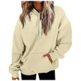 thumbnail image 1 of Womens Hooded Sweatshirts, Hoodies for Women Fall Fashion Loose Fit Solid Color Long Sleeve Pullover with Pockets, 1 of 4