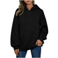 thumbnail image 1 of Womens Hooded Sweatshirts Plus Size Oversized Hoodie Long Sleeve V Neck Sweatshrit With Poccket Solid Color Women's Tunics Fall Pullover Casual Loose Tops for Work Office Clothes, 1 of 7