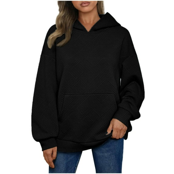 Womens Hooded Sweatshirts Plus Size Oversized Hoodie Long Sleeve V Neck Sweatshrit With Poccket Solid Color Women's Tunics Fall Pullover Casual Loose Tops for Work Office Clothes