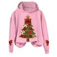 thumbnail image 1 of Womens Hooded Sweatshirts Xmas Tree Printed Loose Festive Christmas Hoodies Long Sleeve Graphic Pullover Tops (L, Pink), 1 of 4