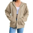thumbnail image 1 of Womens Hooded Sweatshirts, Zip Up Hoodies for Women Fall Fashion Athletic Solid Color Long Sleeve Pullover Coats with Pockets, 1 of 6