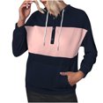 thumbnail image 1 of Womens Hooded Sweatshirts with Kangaroo Pockets Button up Drawstring Hoodies Color Block Fall Winter Pullover Tops, 1 of 7