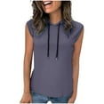 thumbnail image 1 of Womens Hooded Tank Tops Fashion Solid Drawstring Sleeveless Hoodies Summer Sport Casual Loose Comfy Vest T-Shirt Gray Large, 1 of 5
