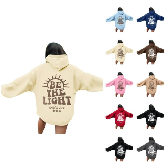 Womens Hoodie 2025 Be The Light Christian Hoodies with Pockets Hooded Sweatshirt Hoodie Women Pullover