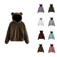 thumbnail image 1 of Womens Hoodie 2025 Bear Ear Cute Hoodies Long Sleeve Plush Fuzzy Hoodies Hooded Sweatshirt Hoodie Women Pullover, 1 of 7