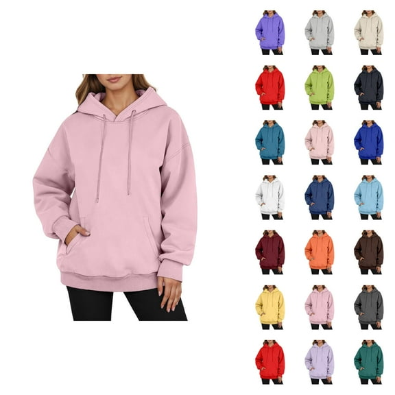 Womens Hoodie 2025 Fall Winter Blank Plain Basic Comfort Hoodies with Pockets Hooded Sweatshirt Hoodie Women Pullover