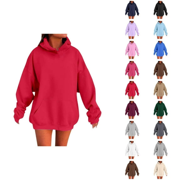 Womens Hoodie 2025 Fall Winter Drop Shoulder Blank Plain Hoodies with Pockets Hooded Sweatshirt Hoodie Women Pullover