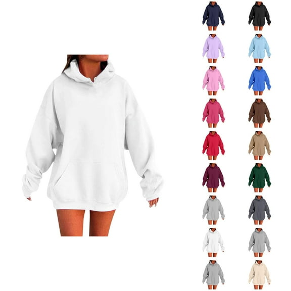 Womens Hoodie 2025 Fall Winter Drop Shoulder Blank Plain Hoodies with Pockets Hooded Sweatshirt Hoodie Women Pullover