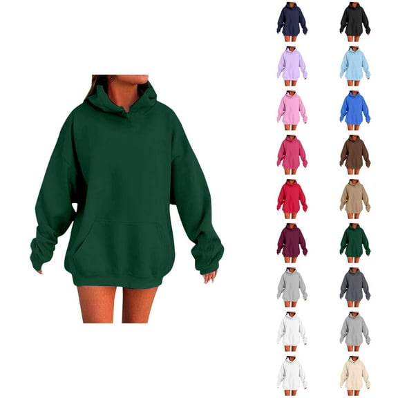 Womens Hoodie 2025 Fall Winter Drop Shoulder Blank Plain Hoodies with Pockets Hooded Sweatshirt Hoodie Women Pullover