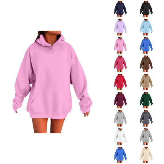 Womens Hoodie 2025 Fall Winter Drop Shoulder Blank Plain Hoodies with Pockets Hooded Sweatshirt Hoodie Women Pullover