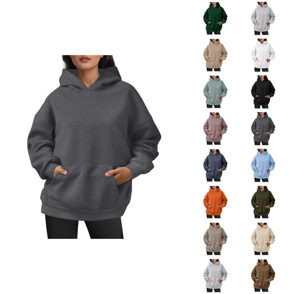 Womens Hoodie 2025 Fall Winter Oversized Blank Plain Basic Hoodies with Pocket Hooded Sweatshirt Hoodie Women Pullover