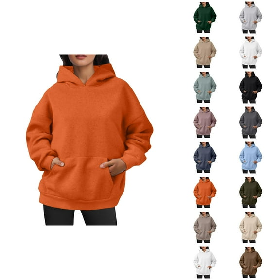 Womens Hoodie 2025 Fall Winter Oversized Blank Plain Basic Hoodies with Pocket Hooded Sweatshirt Hoodie Women Pullover