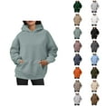thumbnail image 1 of Womens Hoodie 2025 Fall Winter Oversized Blank Plain Basic Hoodies with Pocket Hooded Sweatshirt Hoodie Women Pullover, 1 of 6