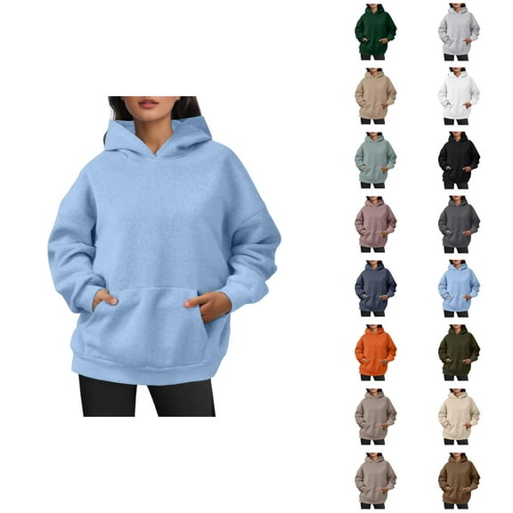 Womens Hoodie 2025 Fall Winter Oversized Blank Plain Basic Hoodies with Pocket Hooded Sweatshirt Hoodie Women Pullover