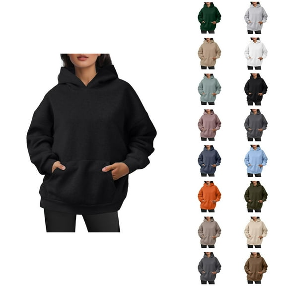 Womens Hoodie 2025 Fall Winter Oversized Blank Plain Basic Hoodies with Pocket Hooded Sweatshirt Hoodie Women Pullover