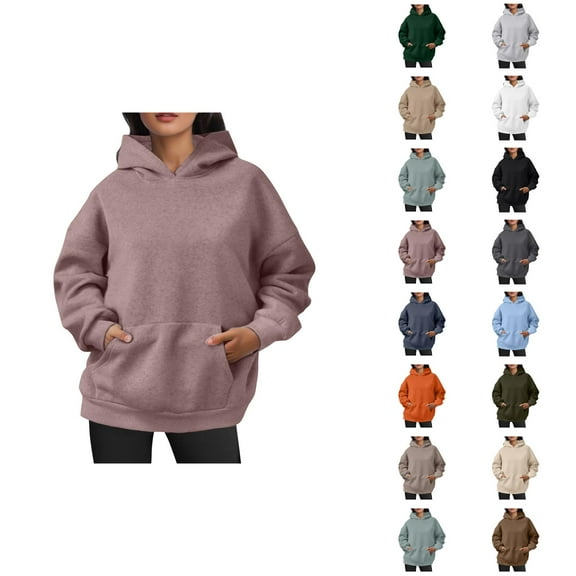 Womens Hoodie 2025 Fall Winter Oversized Blank Plain Basic Hoodies with Pocket Hooded Sweatshirt Hoodie Women Pullover