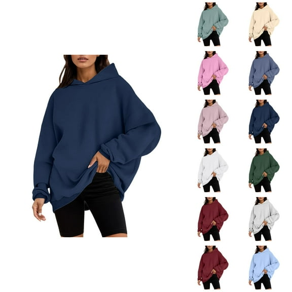 Womens Hoodie 2025 Fall Winter Oversized Blank Plain Hoodies with Pocket Hooded Sweatshirt Hoodie Women Pullover