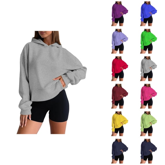 Womens Hoodie 2025 Lined Drop Shoulder Blank Hoodies with Pockets Hooded Sweatshirt Hoodie Women Pullover