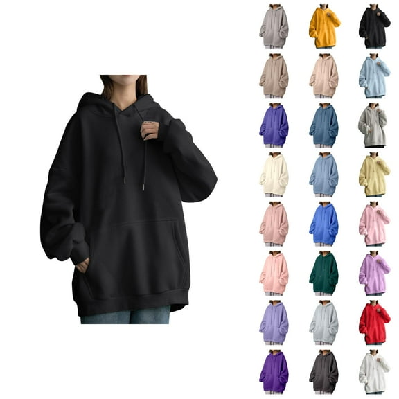 Womens Hoodie 2025 Lined Loose Fit Korean Trendy Hoodies with Pockets Hooded Sweatshirt Hoodie Women Pullover