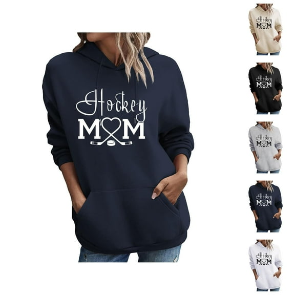 Womens Hoodie 2025 Hockey Mom Hoodies Casual Graphic Hoodies with Pockets Hooded Sweatshirt Hoodie Women Pullover