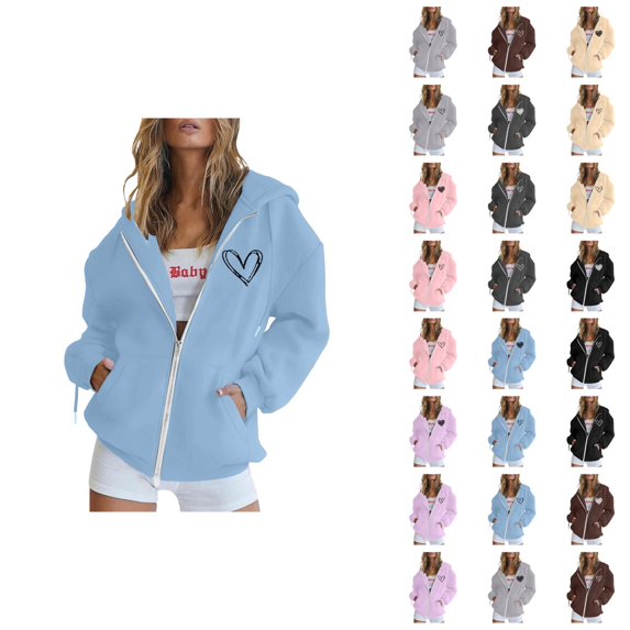 Womens Hoodie 2025 Long Sleeve Active Zip Up Hoodies with Pockets Streetwear Hooded Sweatshirt Hoodie Women Jacket