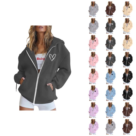 Womens Hoodie 2025 Long Sleeve Active Zip Up Hoodies with Pockets Streetwear Hooded Sweatshirt Hoodie Women Jacket
