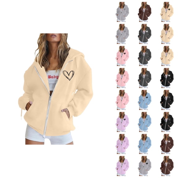 Womens Hoodie 2025 Long Sleeve Active Zip Up Hoodies with Pockets Streetwear Hooded Sweatshirt Hoodie Women Jacket