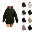 thumbnail image 1 of Womens Hoodie 2025 Long Sleeve Corduroy Plain Basic Hoodies with Pockets Hooded Sweatshirt Hoodie Women Pullover, 1 of 8