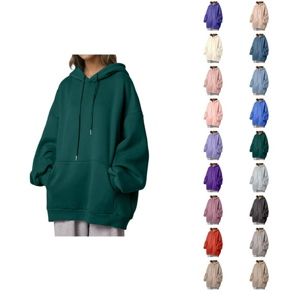 Womens Hoodie 2025 Oversized Long Sleeve Plain Hooded Sweatshirt with Pockets Pullover Trendy Hoodies for Women