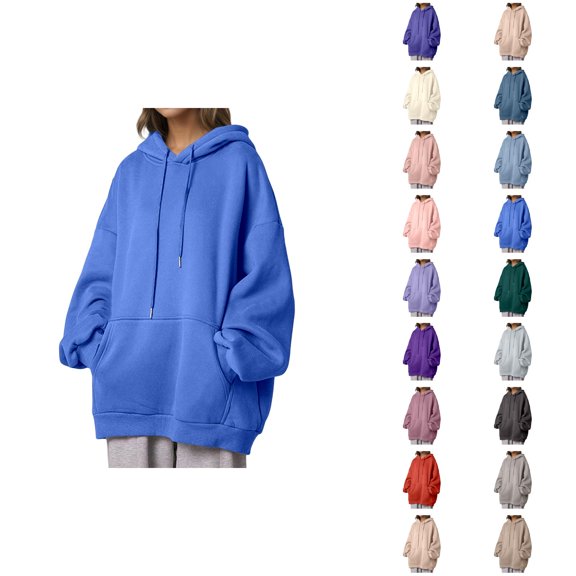 Womens Hoodie 2025 Oversized Long Sleeve Plain Hooded Sweatshirt with Pockets Pullover Trendy Hoodies for Women
