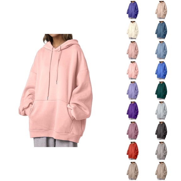 Womens Hoodie 2025 Oversized Long Sleeve Plain Hooded Sweatshirt with Pockets Pullover Trendy Hoodies for Women