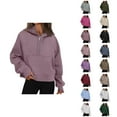 thumbnail image 1 of Womens Hoodie 2025 Trendy Casual Half Zipper Plain Hoodies with Pockets Pullover Hooded Sweatshirt Hoodie Women Hoody, 1 of 6