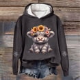 thumbnail image 1 of Womens Hoodie Casual Flower Wreath Highland Cow Graphic Pullover Hooded Long Sleeve Cottagecore Festival Loose Fit Top Dark Gray S, 1 of 3