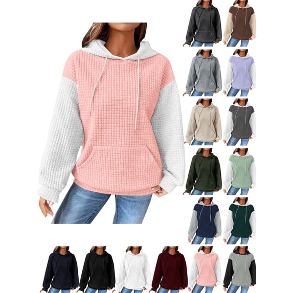 Womens Hoodie Casual Long Sleeve Lightweight Pullover Tops Loose Hooded Sweatshirt With Pocket Pink S