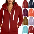 thumbnail image 1 of Womens Hoodie Dqueduo Women's Casual Hooded Slim Zip Fleece Sweater Coat – Fashion Winter Outwear Red XXL, 1 of 3