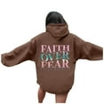 thumbnail image 1 of Womens Hoodie Faith Over Fear Printed Christian Jesus Hoodie Faith Sweatshirt Pullover Hooded, 1 of 8