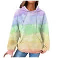 thumbnail image 1 of Womens Hoodie Fall Winter Comfy Hooded Long-sleeved Cap Drop Shoulder Hoody Gradient Print Cotton Hoodies Sweatshirts(Light Green,XL), 1 of 7