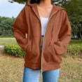 thumbnail image 1 of Womens Hoodie Jackets,2023 Zip Up Hoodies for Women Fall Oversized Sweatshirt Y2K Clothing Solid Color Drawstring Jacket with Pockets, 1 of 6