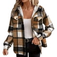 thumbnail image 1 of Womens Hoodie Jackets with Fleece Full Zip Sweatshirt Jackets Plaid Long Sleeve Hooded Coat, 1 of 9