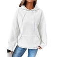 thumbnail image 1 of Womens Hoodie Ladies Sweatshirts Pullover Hoodies Tops Waffle Shirt Long Sleeve With Pockets, 1 of 5