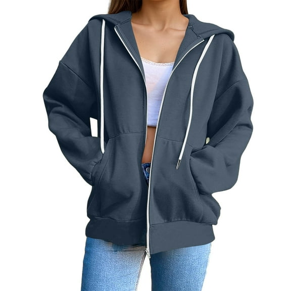 Womens Hoodie Long Sleeve Hoodie Zip Up Hoodie Graphic Hoodies for Women Plain Sweatshirt Women Fall Jacket Teen Clothing