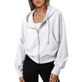 thumbnail image 1 of Womens Hoodie Long Sleeve Lightweight Zip Up Hoodie Women Unisex Hoodie White Sweatshirt womens Fall Jackets Women's Clothing, 1 of 5
