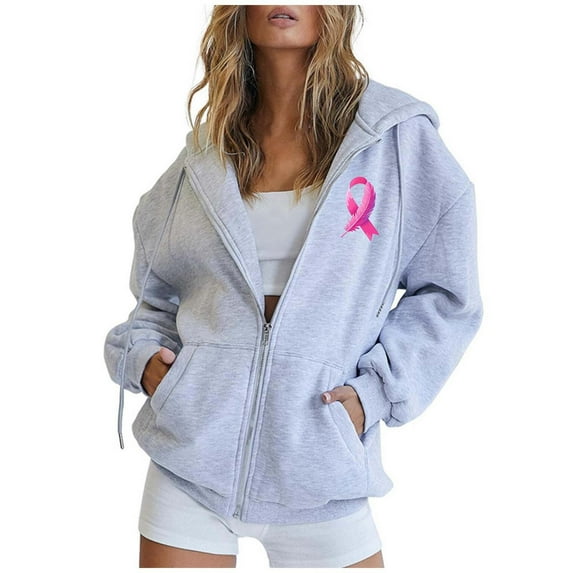 Womens Hoodie Long Sleeve Women's Zip Up Hoodie Oversized Hoodies for Women Light Gray Womens Jacket Fall Clothes Women Preppy Clothes