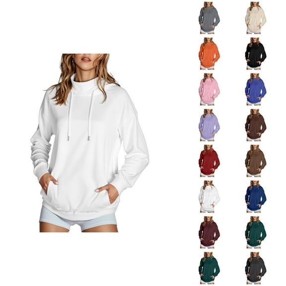 Womens Hoodie Oversized Hoodie Sweatshirt Casual Wear Zip Up Hoodie Women Outfit 2025 Women's Solid Color High Collar Hoodie With Side Pockets Non Velvet